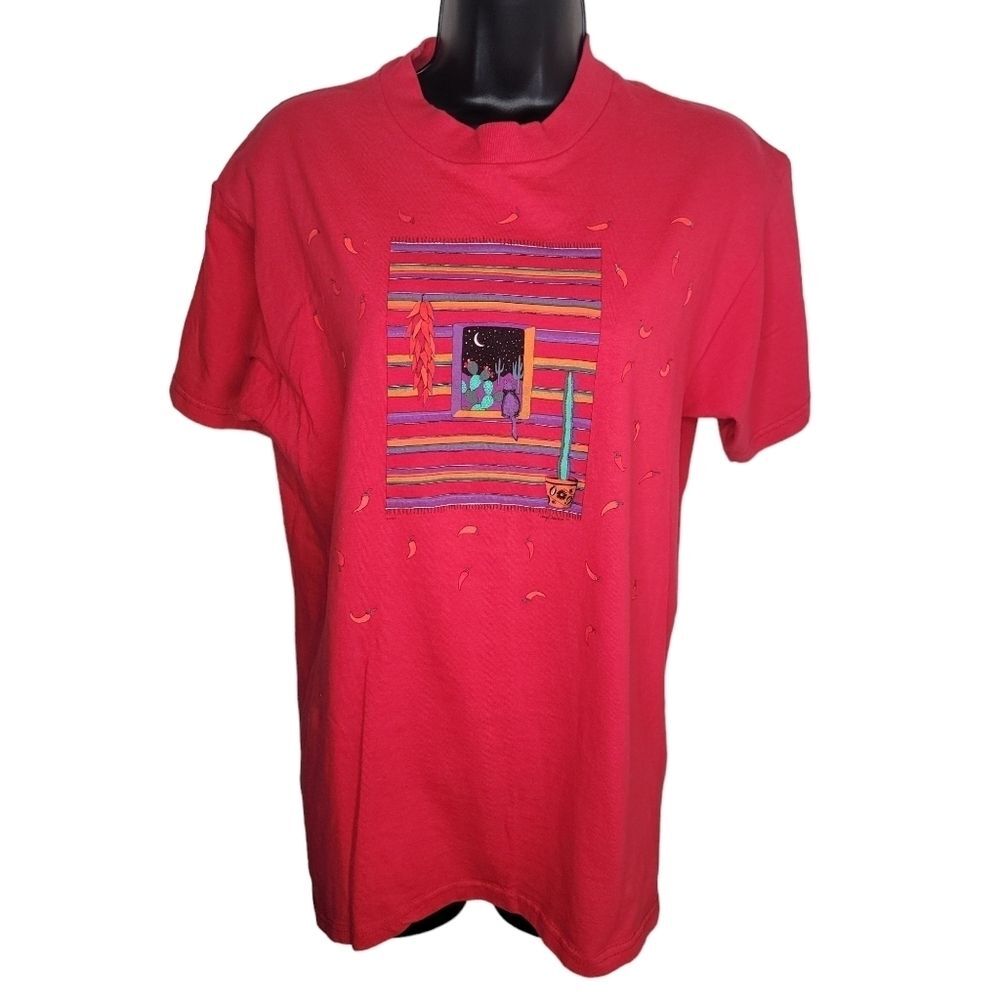 Nancy Lenches "Serape" Chili Pepper Wearable Art T-SHIRT Size Medium